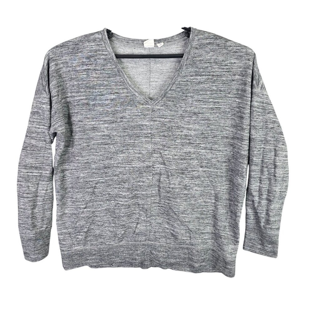 Womens Gap Heather Gray Pullover V Neck Sweater Long Sleeve Cotton Blend Size M